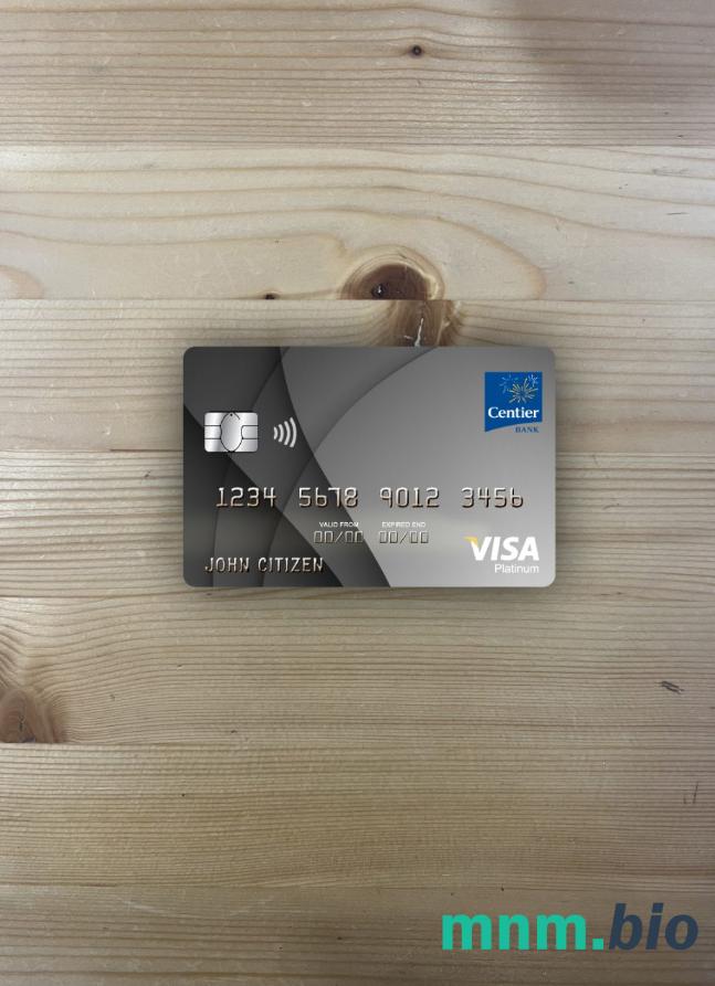 USA Indiana Centier bank visa platinum card wygląd fotograficzny skan PSD + zdjęcie